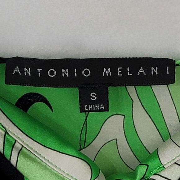 VTG Antonio Melani Green & Black Stretch Silk Floral Paisley Cami Top Size Small - Picture 8 of 10